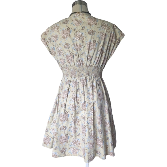 H& M Designer Base Floral Flare Dress 100*% Cotton Size 10 - Picture 7 of 16